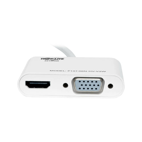 Keyspan Mini DisplayPort to VGA/HDMI Video Converter Adapter 4K 30Hz White 6-in