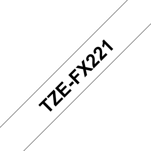Brother TZE-FX221 Laminated Label Tape Black on White 12mm Thermal Transfer