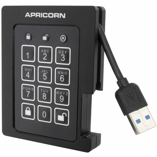 Aegis Padlock 4TB Portable Hard Drive USB 3.2 Black - Apricorn