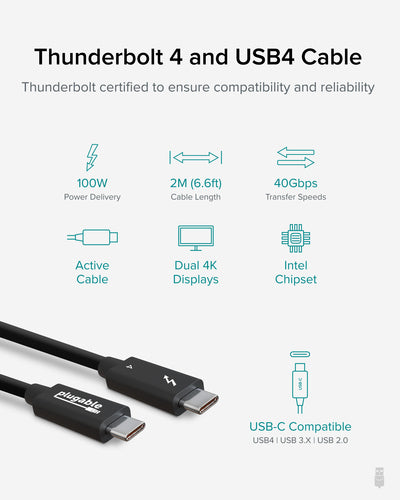 Plugable Technologies TBT4-40G2M Thunderbolt cable