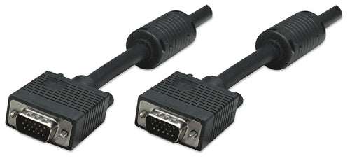 VGA Cable 1.8m Male to Male Black SVGA HD15 Shielded with Ferrite Cores