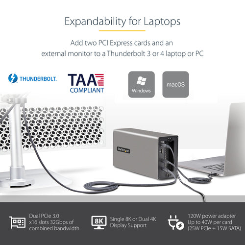 Thunderbolt 3 PCIe Erweiterungsgehäuse Dual Slot 8K-Ausgabe für Laptops