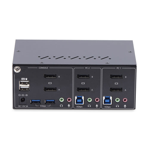 StarTech.com 2-Port Dual-Monitor DisplayPort KVM-Switch – 4K 60Hz – Dualer USB-Hub