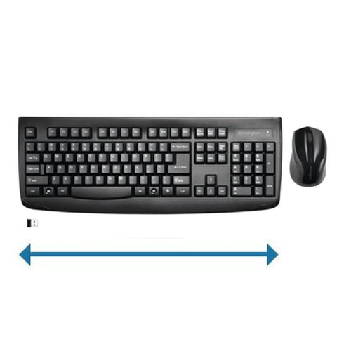 Kensington K72324USA Kabellose Tastatur- und Maus-Kombination – Vollformat QWERTZ, Schwarz