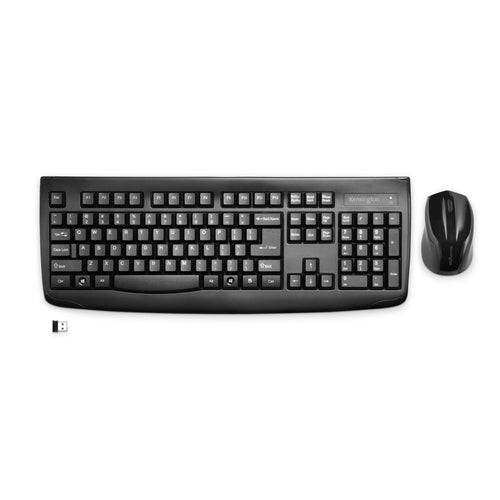 Kensington K72324USA Kabellose Tastatur- und Maus-Kombination – Vollformat QWERTZ, Schwarz