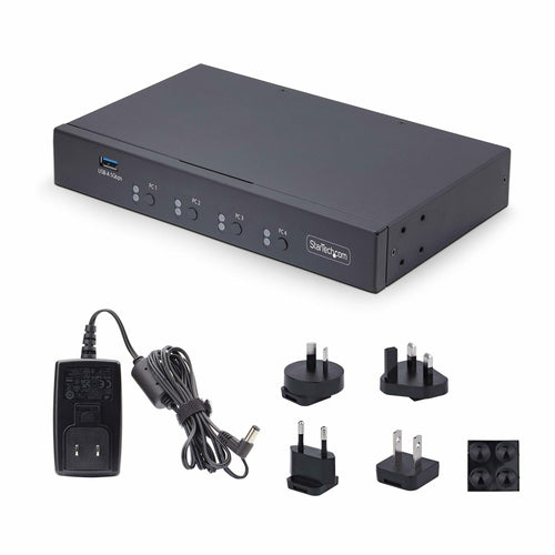 4-Port KVM Switch USB Audio Peripheral Sharing for 4 Computers