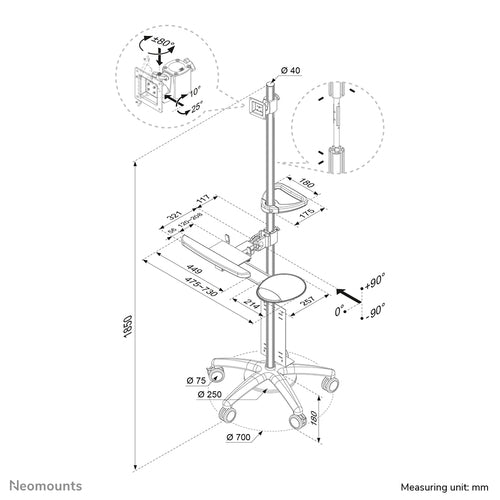 Neomounts FPMA-MOBILE1800 multimedia cart/stand