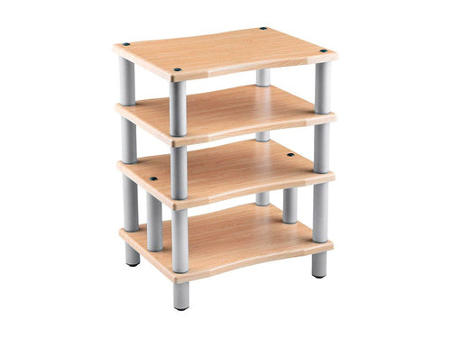 4 Tier Audio Stand XL Monoprice MDF Steel Maple Color 25.2 kg