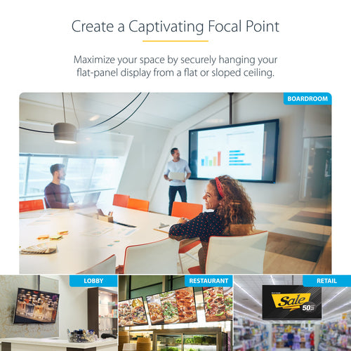 StarTech.com FPCEILPTBSP Signage Display Mount - Durable, Adjustable Design