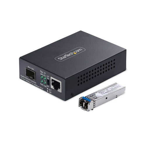 Gigabit-Ethernet-Kupfer-auf-Glasfaser-Medienkonverter StarTech 20km 10/100/1000 Mbit/s Vollmetall