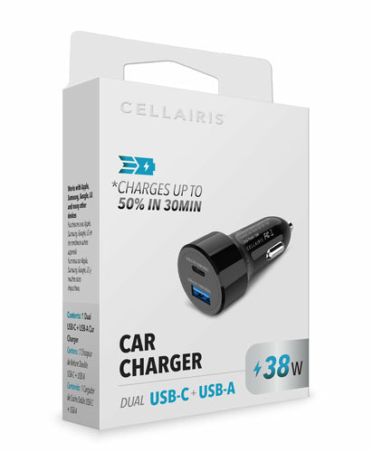 12V 3A Black Auto Cigar Lighter Mobile Device Charger