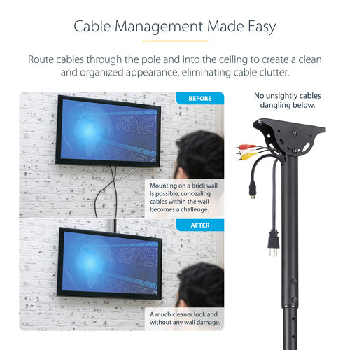 StarTech.com FPCEILPTBLP Deckenhalterung für Bildschirme (32"-75") - Volle Beweglichkeit - Verstellbare VESA-Halterung