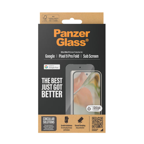 PanzerGlass Screen Protector for Google Pixel 9 Pro Fold Ultra-Wide Fit Scratch and Shock Resistant