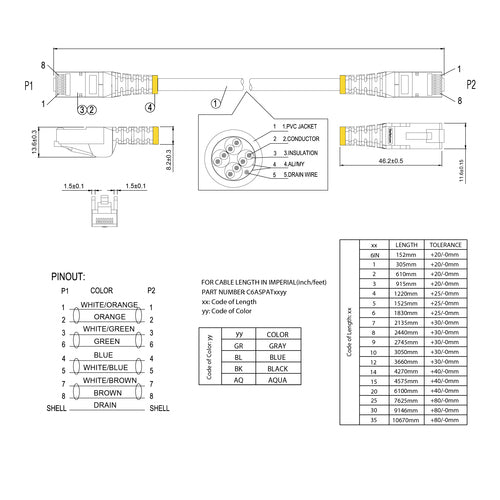 CAT6a Ethernet Cable 0.5m 10GbE Shielded Snagless RJ45