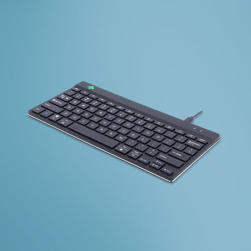 R-Go Tools RGOCOUSWDBL Ergonomische Kompakttastatur – Kabelgebunden USB, QWERTY, Schwarz