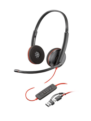 Wired Stereo USB-C Headset HP Poly Blackwire 3225 200-6800Hz Lightweight