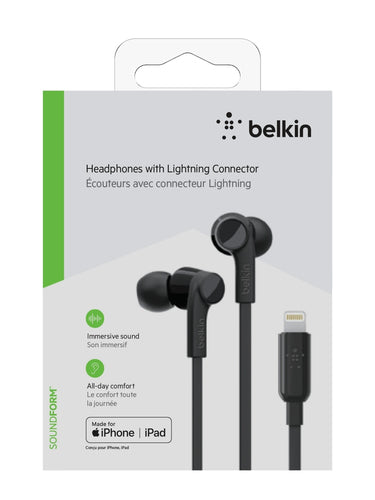 Kabelgebundene Kopfhörer Belkin Rockstar für Anrufe & Musik in Schwarz