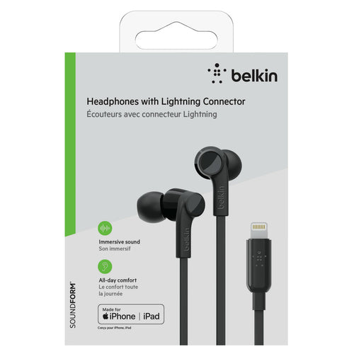 Kabelgebundene Kopfhörer Belkin Rockstar für Anrufe & Musik in Schwarz