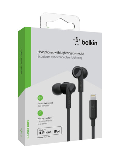 Kabelgebundene Kopfhörer Belkin Rockstar für Anrufe & Musik in Schwarz