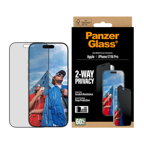 2-Way Privacy Screen Protector for iPhone 17 & 16 Pro Scratch & Shock Resistant