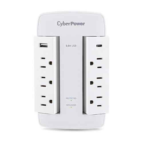 CyberPower CSP600WSURC5 Surge Protector - 6 Outlets, 900 Joules, NEMA 5-15R