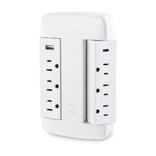 Surge Protector CyberPower CSP600WSURC5 900 Joules 6 AC Outlets NEMA 5-15R