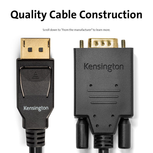 Video Cable Adapter Kensington K33024WW DisplayPort to VGA 1.8m