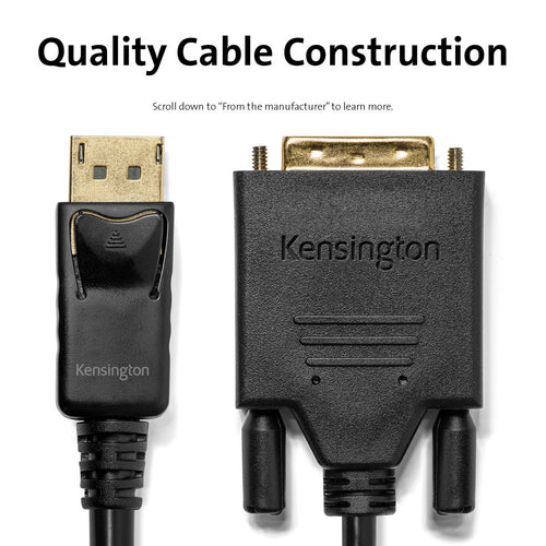 DisplayPort-auf-DVI-D-Videokabeladapter 1,8 m Stecker-Stecker Unidirektional