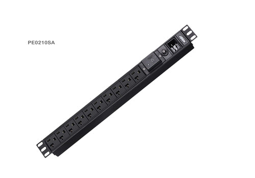 ATEN PE0210SA Basis Power Distribution Unit (PDU) - 1U, Schwarz, 10 Wechselstromausgänge