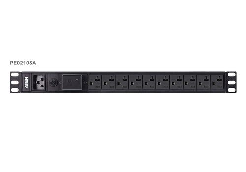ATEN PE0210SA Basis Power Distribution Unit (PDU) - 1U, Schwarz, 10 Wechselstromausgänge