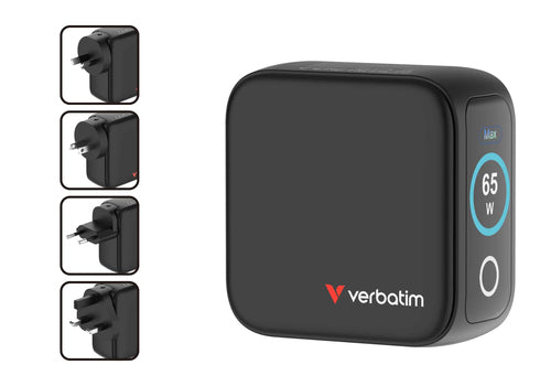 Verbatim 65W Mini GaN Charger with Display