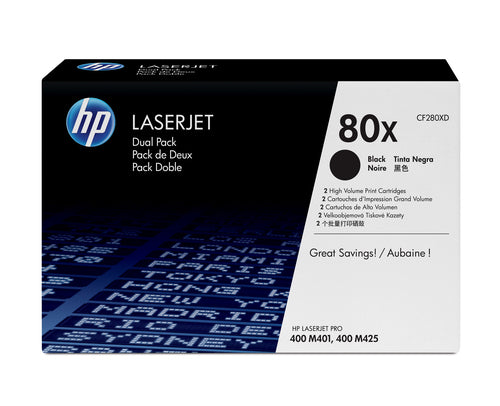 HP 80X 2-pack High Yield Black Original LaserJet Toner Cartridges toner cartridge