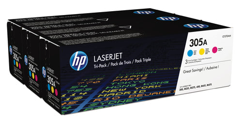 HP 305A LaserJet Tonerpatronen 3er-Pack – Hohe Reichweite – Cyan, Magenta, Gelb