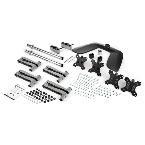 StarTech Ergonomischer Quad-Monitorständer – Höhenverstellbar, Silbernes Finish – 4-Monitor-Halterung