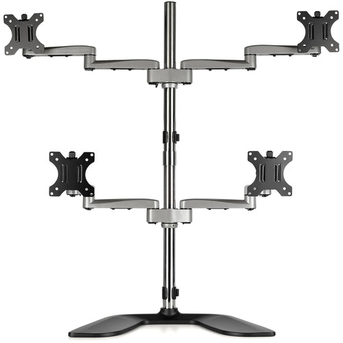 StarTech Ergonomischer Quad-Monitorständer – Höhenverstellbar, Silbernes Finish – 4-Monitor-Halterung
