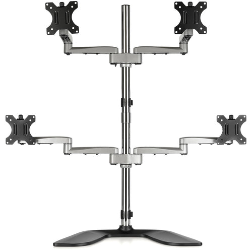 StarTech Ergonomischer Quad-Monitorständer – Höhenverstellbar, Silbernes Finish – 4-Monitor-Halterung