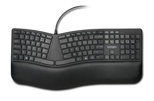 Kensington Pro Fit Ergo QWERTZ Kabelgebundene Tastatur, voller Größe, Schwarz