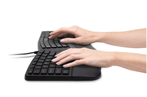 Kensington Pro Fit Ergo QWERTZ Kabelgebundene Tastatur, voller Größe, Schwarz