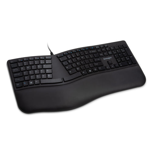Kensington Pro Fit Ergo QWERTZ Kabelgebundene Tastatur, voller Größe, Schwarz