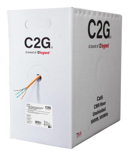 Cat6 Ethernet Cable 1000ft Bulk U/UTP Orange C2G C2G56038