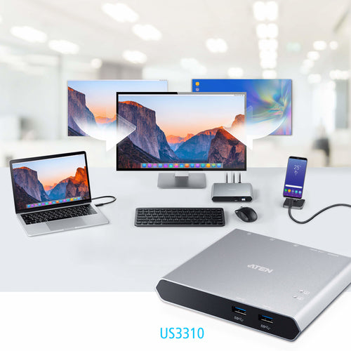 4K Ultra HD KVM Switch ATEN US3310 3840x2160 15W Aluminium