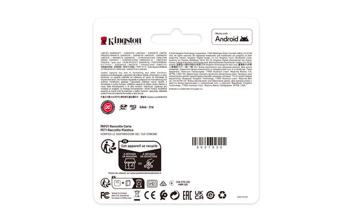 256GB MicroSDXC Card Kingston Canvas Select Plus Gen3 150MB/s A1