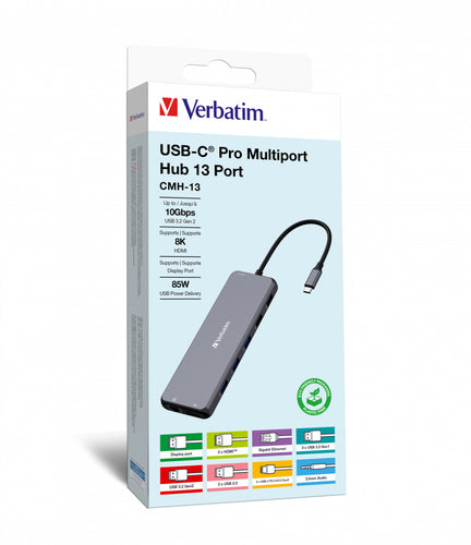 Verbatim CMH-13 USB-C-Hub 10000 Mbit/s HDMI RJ-45 USB 3.2
