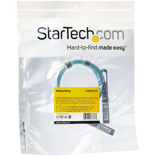 StarTech.com AOC-SFP-10G-2M Aktives Optisches SFP+-Kabel, 10GbE, 2m