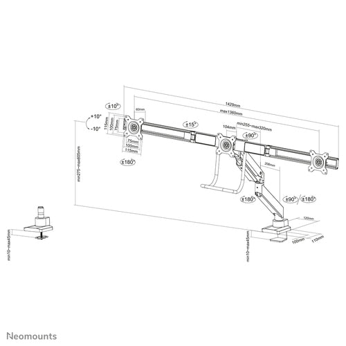 Neomounts NM-D775DX3BLACK monitor mount / stand