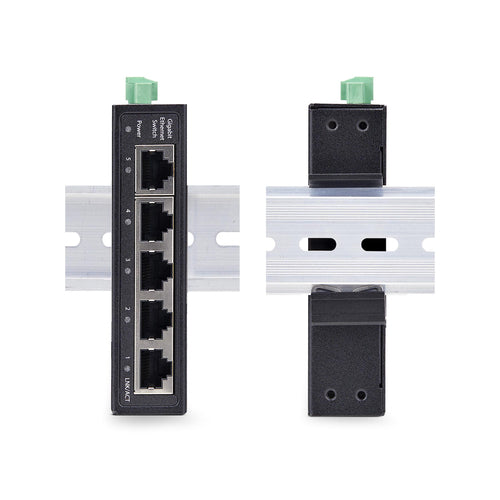5-Port Unmanaged Industrial Gigabit Ethernet Switch DIN-Schienen-/Wandmontage IP30 Robustes Design