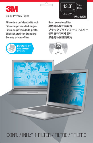 3M PF133W9B Laptop Privacy Filter - 13.3" Frameless Design for Secure Information Protection