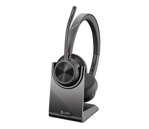 HP Poly Voyager 4320 UC Stereo USB-A Headset +BT700 USB-A Adapter +Charging Stand