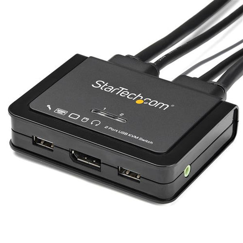 KVM Switch 2 Port DisplayPort 4K 60Hz Ultra HD USB Compact