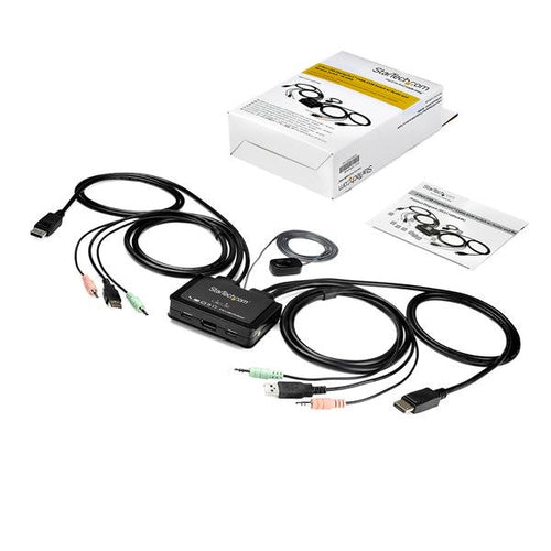 KVM Switch 2 Port DisplayPort 4K 60Hz Ultra HD USB Compact
